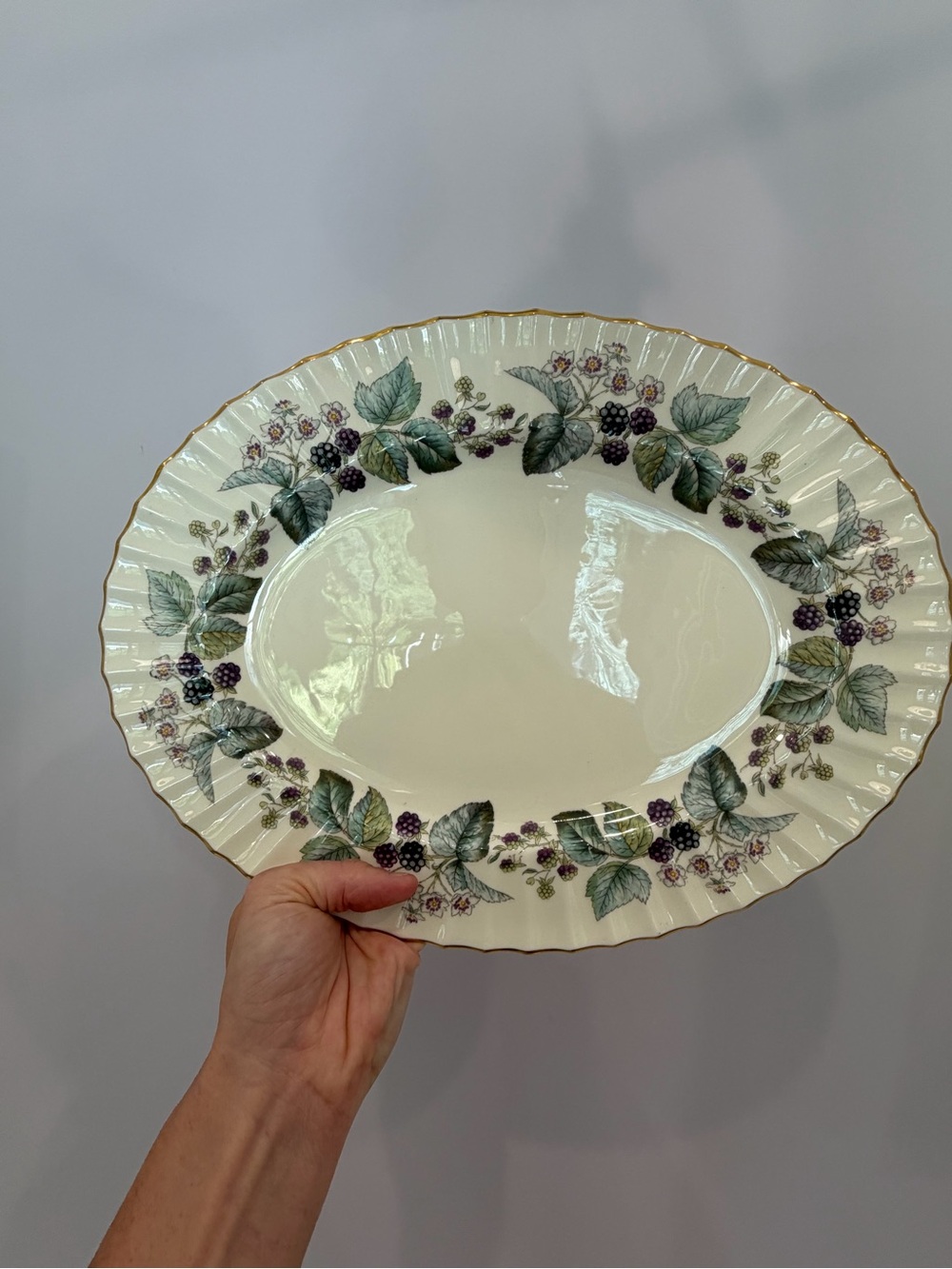 Vintage Royal Worcester oval serving platter fruits berries